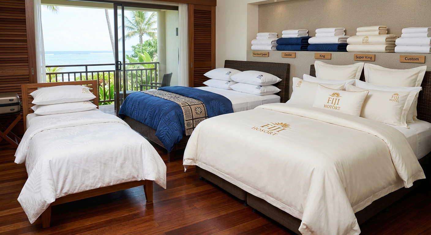 Hotel bed dressed in crisp white bed linen
